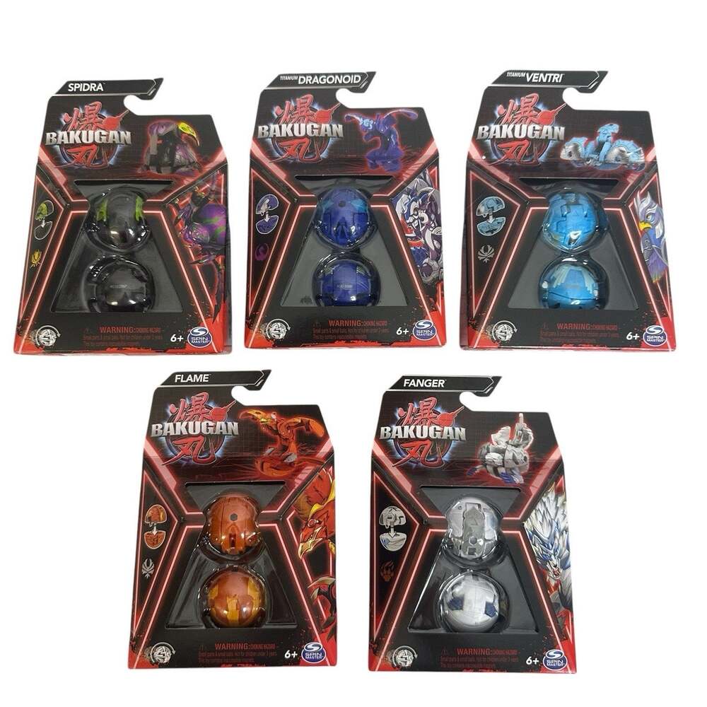 Bakugan BakuBall Combine and Brawl Fanger Flame Spidra Ventri and Dragonoid Toy